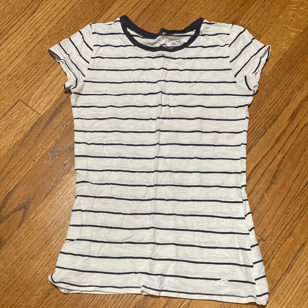 Hollister, Navy/Dar Blue, White Striped Shirt, Woman’s Size XS.